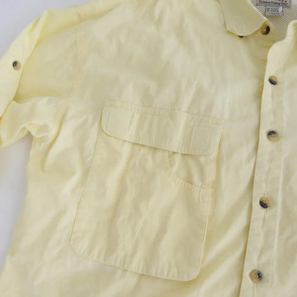 Vintage Hook & Tackle Outfitters  Technical Fishing Gear Yellow Button Up Shirt - Picture 9 of 11